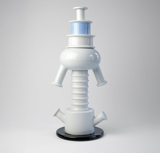 Image 1 of Ettore Sottsass Postmodern "Tigris" Porcelain Vase For Memphis Milano, 1983