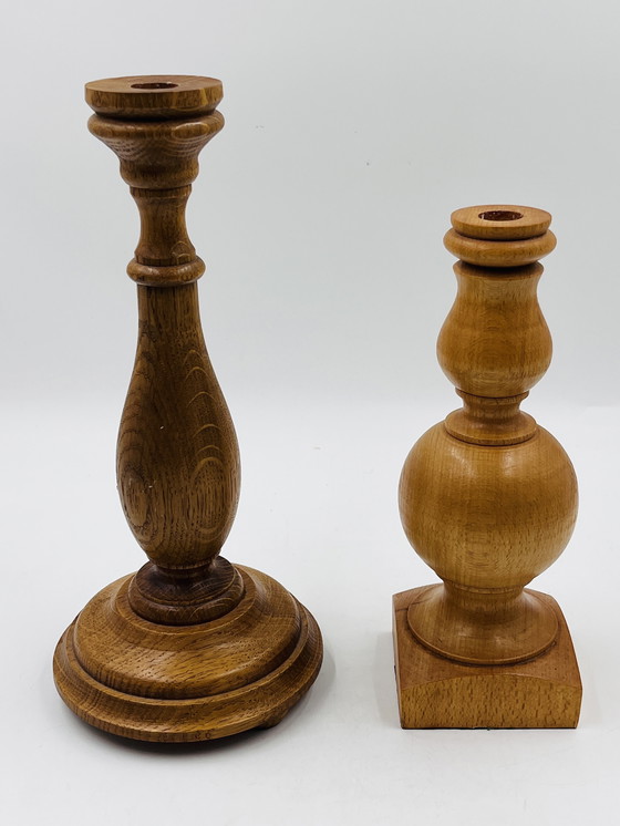 Image 1 of Duo de bougeoirs en bois 
