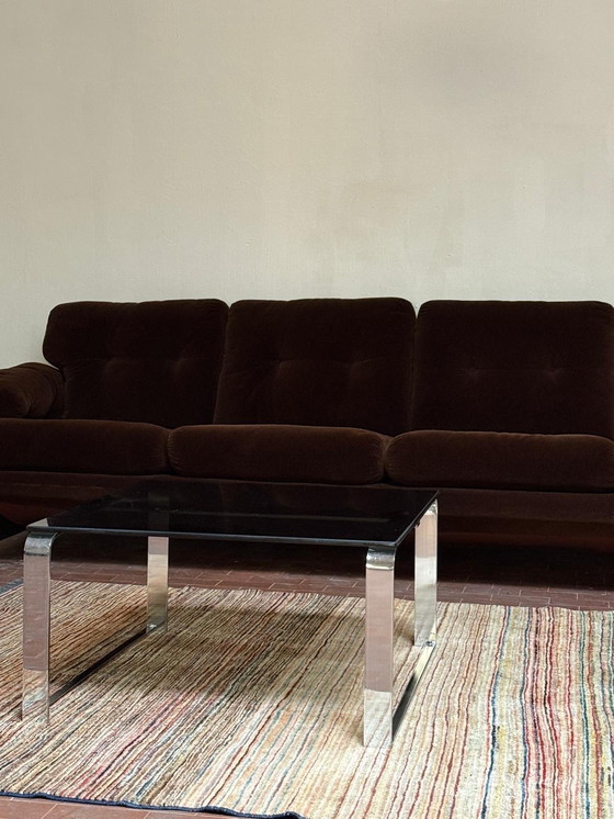 Image 1 of Tavolino da caffè in vetro cromato e fumé (anni '70)