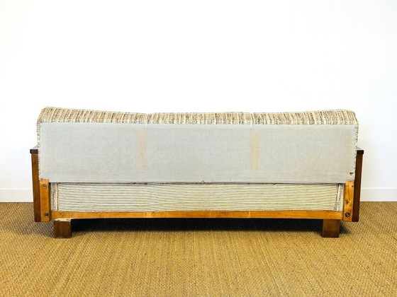 Image 1 of Vintage Art Deco woonkamerset van gebogen hout en riet, 1950, set van 3