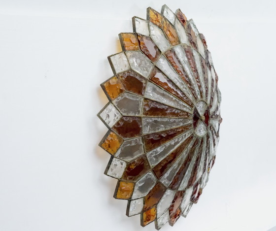 Image 1 of Riesige runde Muranoglas-Deckenlampe von Poliarte, Italien, 1970er Jahre.