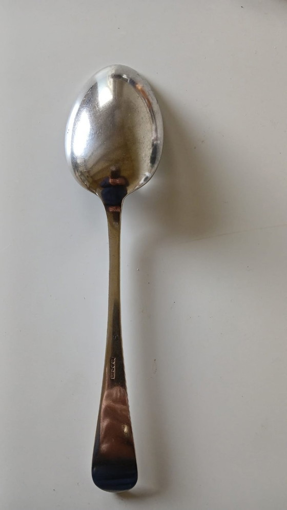 Image 1 of Cucchiaio per verdure in argento liscio olandese Haagsch Lofje 1935