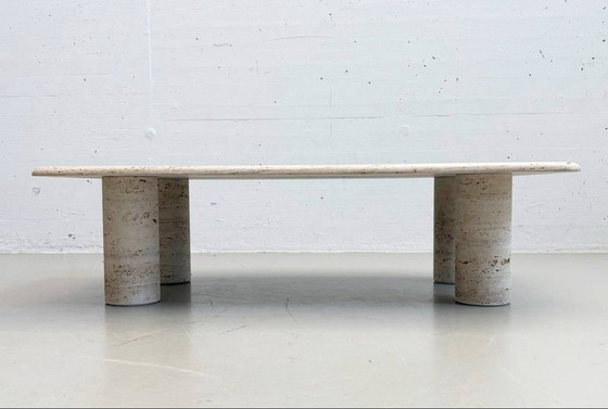 Image 1 of Travertijn salontafel van Angelo Mangiarotti voor Up & Up, Italië, jaren 70