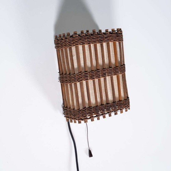 Image 1 of Japandi Wall lamp 70s boho wall scone rattan