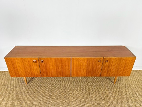 Image 1 of Scandinavian teak sideboard with 4 doors and tapered legs, 1960s