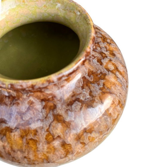 Image 1 of SS Meissen Keramikvase Typ 1107/8 Deutschland, 1960er Jahre, kristalline Tropfglasur gelbbraun