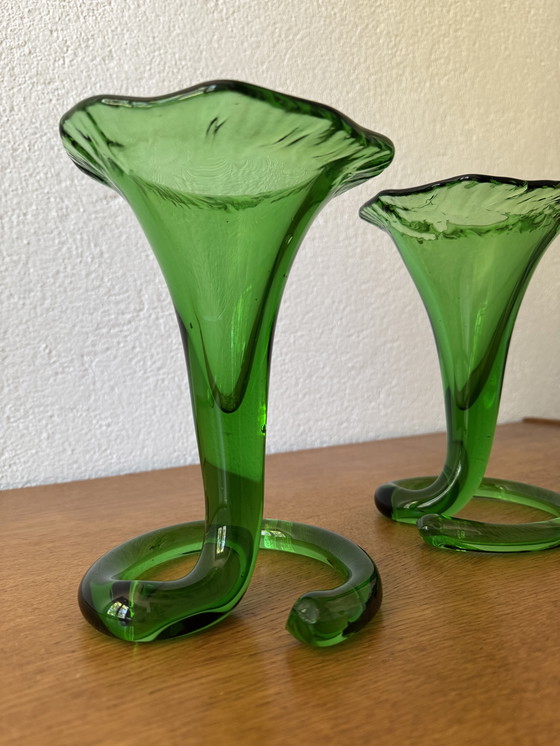Image 1 of Vases cornet verre soufflé années 60