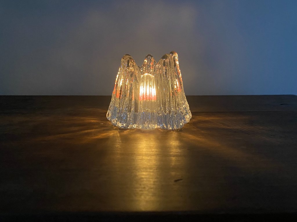Vintage Nybro Volcano Crystal Glass Candle | Nybro Glasbruk