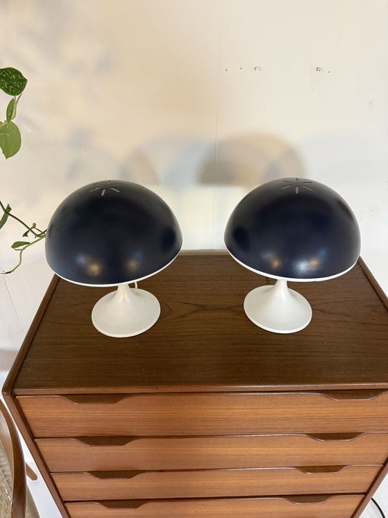 Image 1 of Set di 2 lampade da tavolo vintage a forma di fungo anni '80