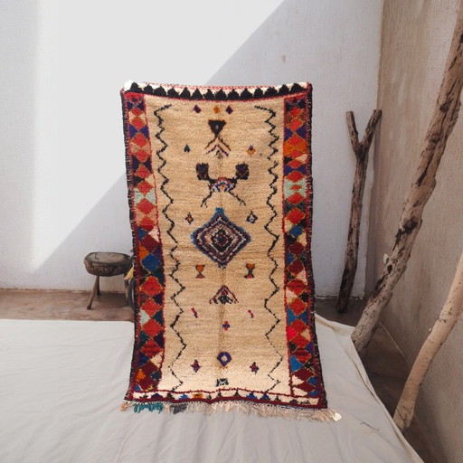 Tapis Azilal marocain vintage 'Sabina' | Tapis berbère tissé à la main | 215 × 122 cm