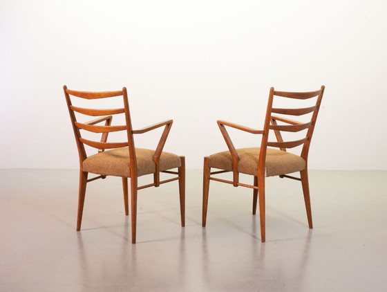 Zwei Cees Braakman Stühle im niederländischen Mid-Century-Design, massive Holzsessel mit Leiterrahmen und (photo 3 of 21)