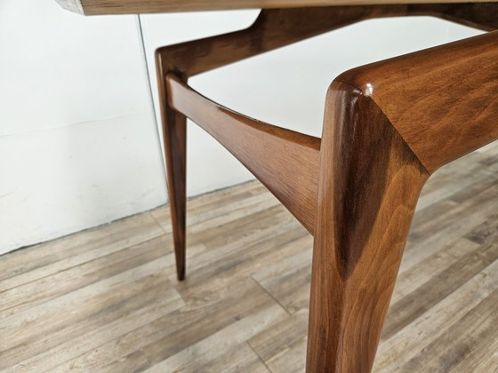 1950s wooden dining table with mirrored top (photo 12 of 15)