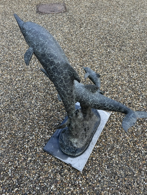 Sculpture en Bronze Dauphins