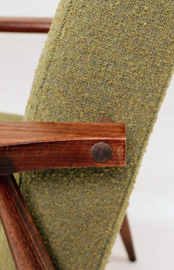 Image 1 of Pair Lounge Chairs Vintage Green Boucle,  Mid Century Design, 1960