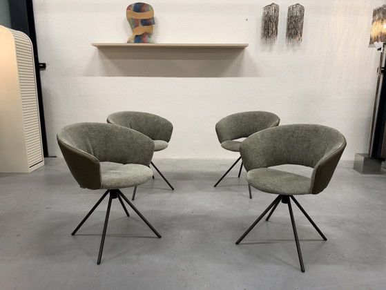 4 Label van den Berg Lola drehbare Esszimmerstühle, Andere, Leder, Grün (Foto 9 von 10)