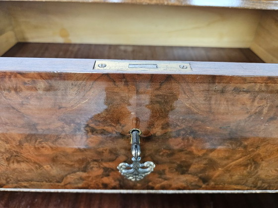 Image 1 of Walnut Burl Chest of Drawers with Double Glass Top