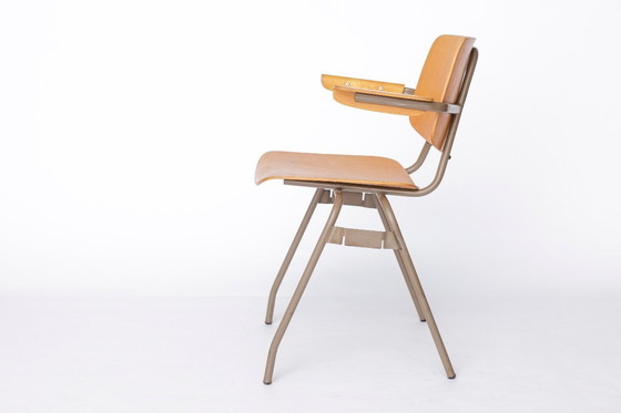Image 1 of Set of 6 Kho Liang Ie Stackable Chairs – CAR Katwijk, 1950s Mid-Century Modern, Beech Plywood & Metal, Dutch Design Vintage Chai