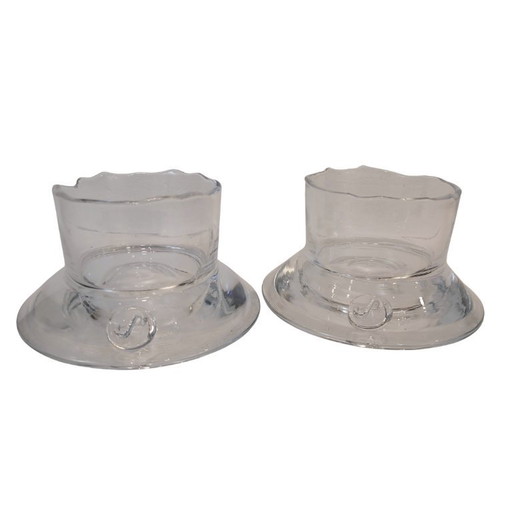 Pair of crystal candlesticks, Sempre, 2000's - Belgium