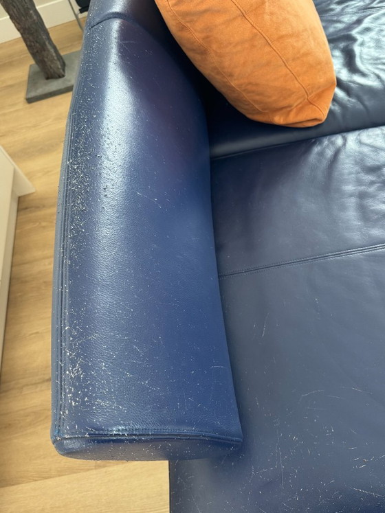Divano angolare Rolf Benz 222 in pelle blu, Divani angolari, Cromo, Modern (foto 4 di 8)