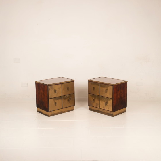 Aldo Frigerio & Luciano Frigerio Tables de nuit Bagdad en ronce de noyer et laiton – Brass (photo 4 of 24)