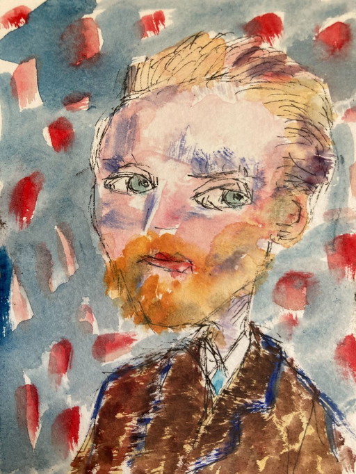 VAN GOGH WITH RED DOTS AND SUN FLOWERS