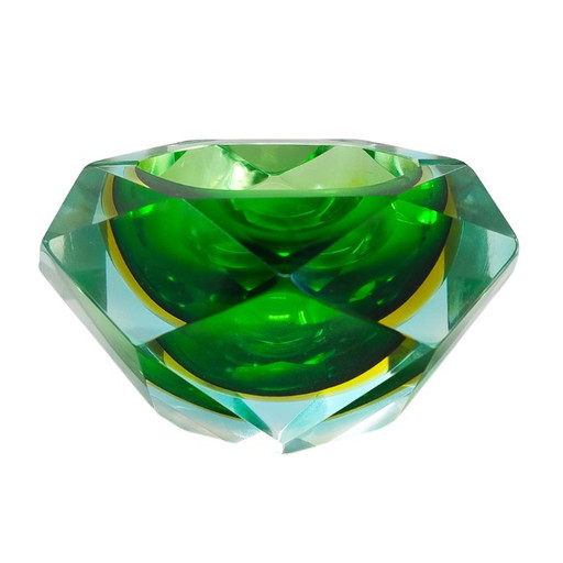 1960s Stunning Large Green and Yellow Ashtray/Bowl/Catchall By Flavio Poli for Seguso