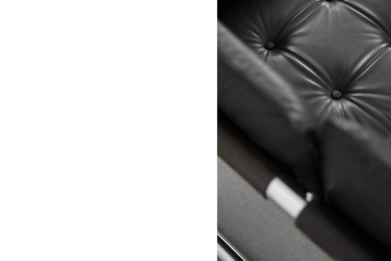 Image 1 of Vintage Brutalistische Buisvormige Metalen en Lederen Bauhaus Minimalistische Sofa 1950