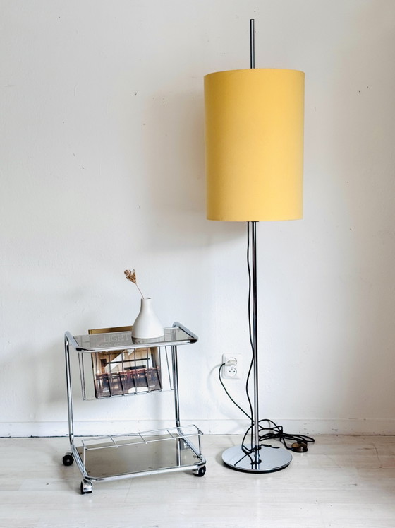 Vintage Minimalist Floor Light Staff Leuchten 1960 – Chrome, Textile (photo 3 of 12)