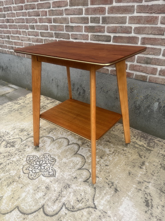 Image 1 of Vintage Danish teak, side table trolley, side table, beautiful tall trolley table