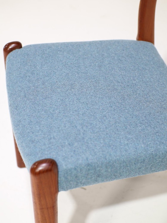 Image 1 of 4x Eetkamerstoelen EMC Møbler teak blauw Deens 1960s