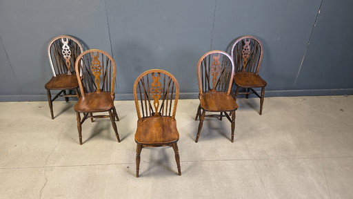 Ensemble de 5 chaises de salle à manger Ercol vintage, années 1950