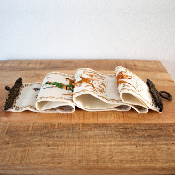 Image 1 of Vintage Bell Pull Embroidery with Autumn Hunting Theme