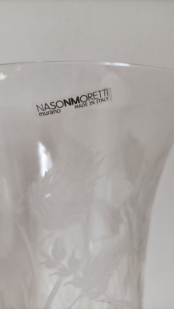 Vaso Nason Moretti Firmato Con Incisioni Floreali – Vasi, Glass, Murano Glass (photo 2 of 6)