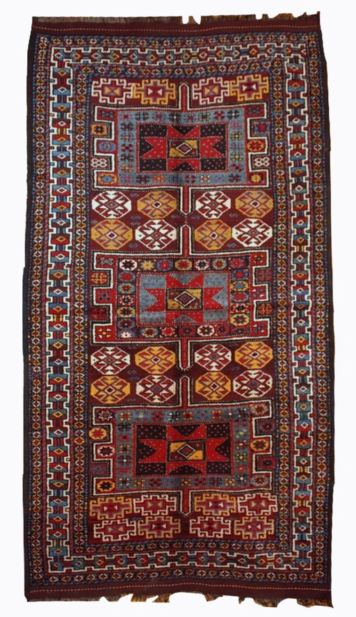 Alfombra persa kurda antigua hecha a mano de 122 cm x 243 cm (4' x 8'), década de 1880 - 1B419