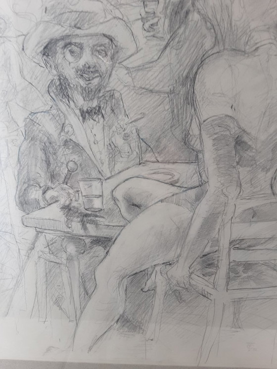 2x Moderne Etsen Ingelijst In De Stijl Van Toulouse-Lautrec Parijse-Belle Epoque En Art Nouveau – Kunst, Glass (photo 5 of 9)