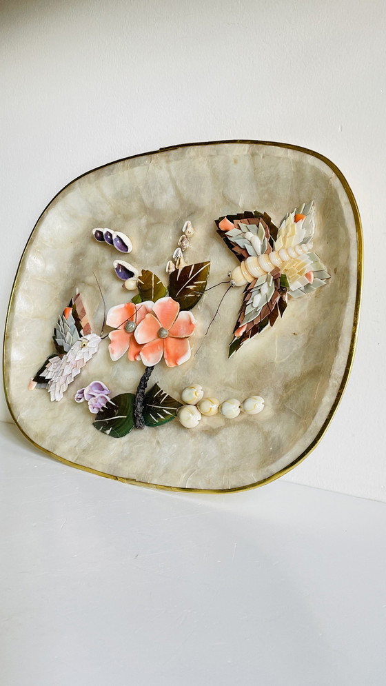 Image 1 of Vassoio vintage in madreperla e conchiglia