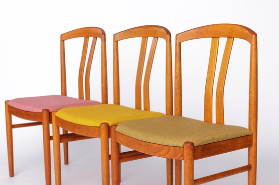 Image 1 of 6 of 12 Carl Ekström Chairs – Swedish Mid-Century Modern, Teak Dining Chairs, Newly Upholstered in Colorful Fabric, 1960s Vintag