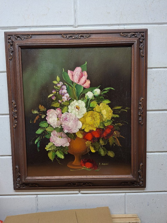 Nature Morte aux Fleurs – R. Rosini, Peintures et dessins, Wood, Canvas (photo 5 of 20)