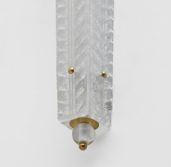 Image 1 of Paire d'appliques murales de style Art déco en laiton et verre de Murano