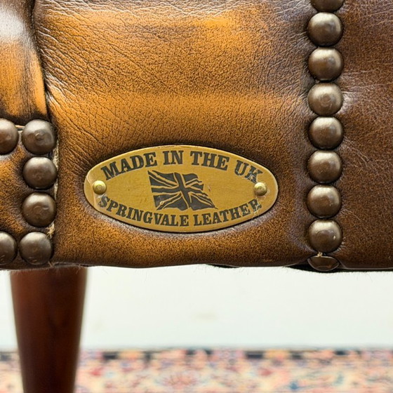 Set Klassische Englische Springvale Chesterfield Stühle – Sessel, Leather, Wood (photo 15 of 15)