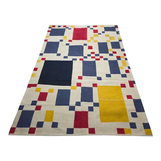 Image 1 of Tapis Piet Mondrian – Homage to Victory Boogie-Woogie, tapisserie artistique en laine tissée main