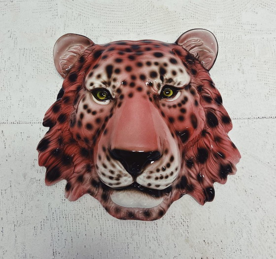 Image 1 of Leopard Keramik-Wandmaske Rosa