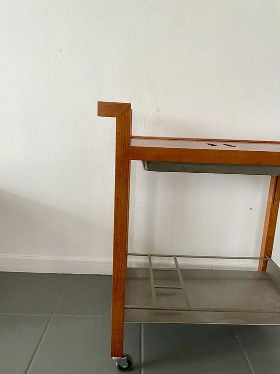 Image 1 of Chariot de bar vintage au design scandinave avec glacière intégrée en métal