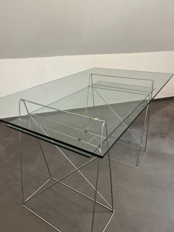 Image 1 of Futuristic work table made of glass from 1988