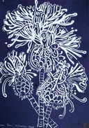Linocut di prugnolo - Stampa d'arte botanica A3