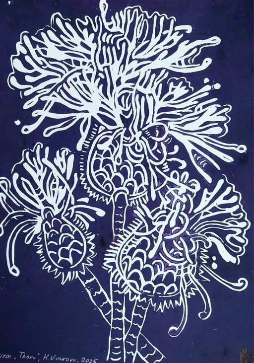 Linogravure de prunelliers - A3 Botanical Art Print