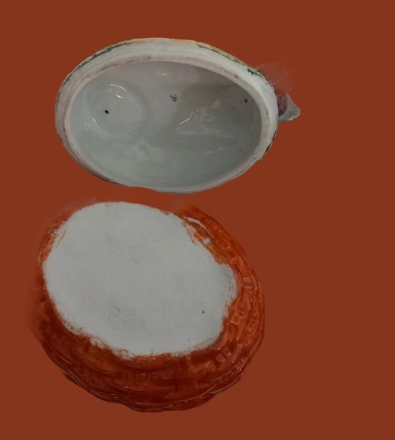 Image 1 of Victorian hen on nest peering antique Staffordshire pottery