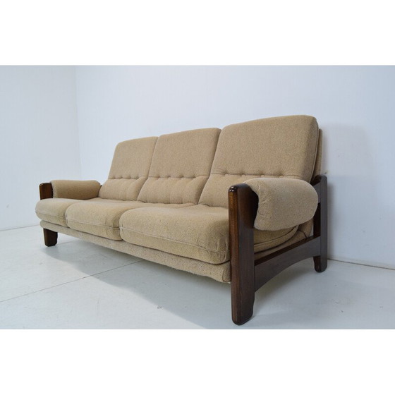 Image 1 of Vintage fabric and wood sofa, Italy 1970s