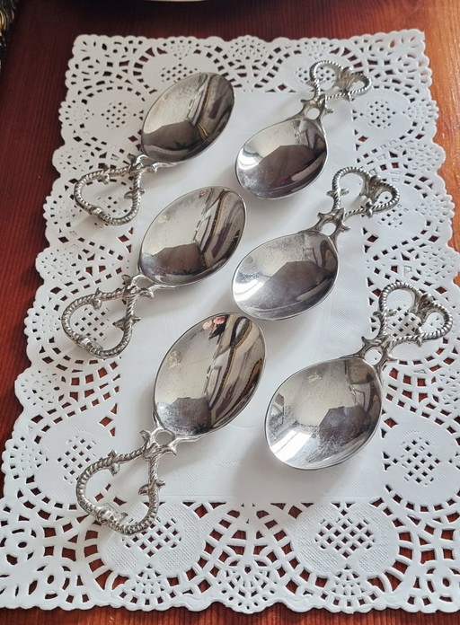 Juego de 6 cucharas vintage para ostras/aperitivos – besteksets, Metal