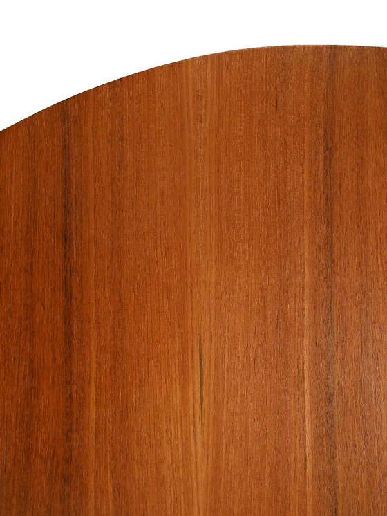 Image 1 of Round Scandinavian teak table with metal base